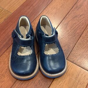 Elephantito Navy Mary Jane Leather Shoes for Kids